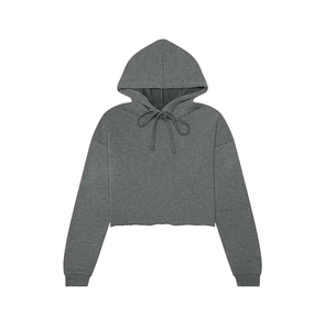 Sudadera con capucha recortada de manga larga de alta calidad para apariencia informal Sudadera con capucha corta con cremallera y bolsillo frontal para mujer - Product Image 5