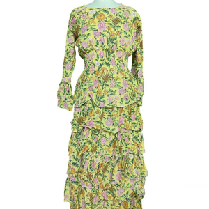 Vestido Largo de Algodón Indio, Talla L XL, Premium, 57 Pulgadas, Estampado Floral a Mano, Vestido Casual de Verano para Mujer - Product Image 1