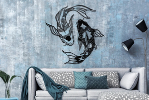 Ak – ensemble de 2 poissons découpés au Laser en laiton de haute qualité, Art mural en métal enduit de poudre noire - Product Image 3