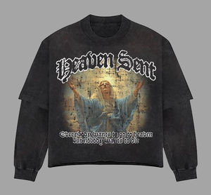 Camiseta rasgada con lavado ácido OEM para hombre 250 GSM Stone Faded Boxy recortada manga larga puño camiseta diseño de serigrafía de doble capa - Product Image 4