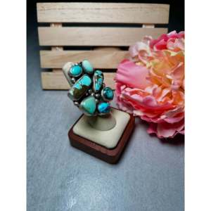 Anillo de Plata de Ley con Turquesa Mixta de Moda Ella Peters, Chapado en Oro Rosa de 18K, Corte Ovalado, Bisel de Diamantes, Talla 5.25, Regalo Perfecto - Product Image 2