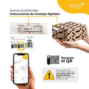 Emuca โพรไฟล์เหล็กทาสีขาว10ชิ้นความยาว1ม. พร้อมโปรไฟล์ติดตั้งผนังระยะ50มม. ร่องเดี่ยว - Product Image 5