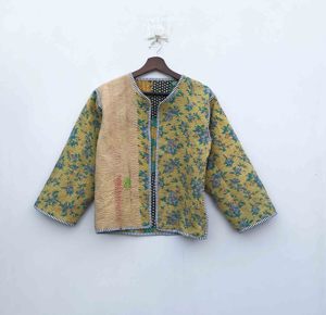 Chaqueta Kantha Hecha a Mano para Mujer, Estampado Índigo, Chaqueta Kantha Reversible, Chaquetas Kantha para Mujer - Product Image 3