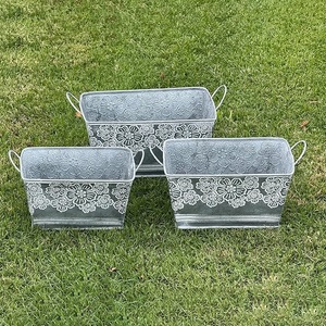 Ensemble de 3 jardinières galvanisées à fixer au mur, vase à fleurs, pot, décoration intérieure et extérieure, formes différentes, artisanat, design côtier, nouvel an - Product Image 5