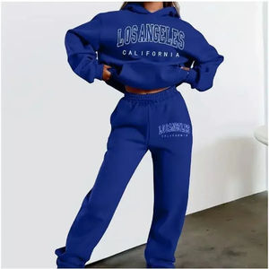 Ensemble à capuche à manches longues pour femmes ensemble de vêtements de sport lettre ensemble décontracté confortable pull-over tenue deux pièces Look du pakistan - Product Image 3