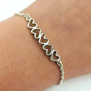Bracelet Cœur à Cœur en Argent Sterling 925, Réglable, Minimaliste, Bijou Tendance, Charmant Cœur Délicat pour Femme - Product Image 1