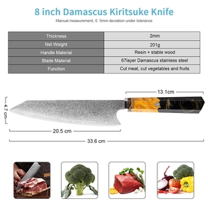 Venta al por mayor pedidos a granel personalizados OEM ODM servicio profesional cuchillo de cocina japonés Damasco acero cuchillo mango de madera cuchillo de Chef - Product Image 2