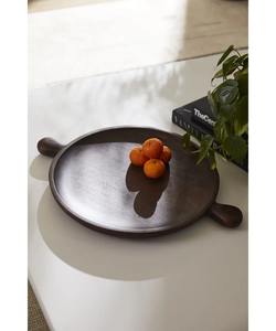 Plateau de service rond en bois poli et plateau de style américain en stock pour les fêtes - Product Image 3