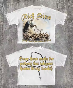 Camiseta de cuello redondo de peso pesado, camiseta de gran tamaño recortada, camiseta ajustada para hombre - Product Image 1