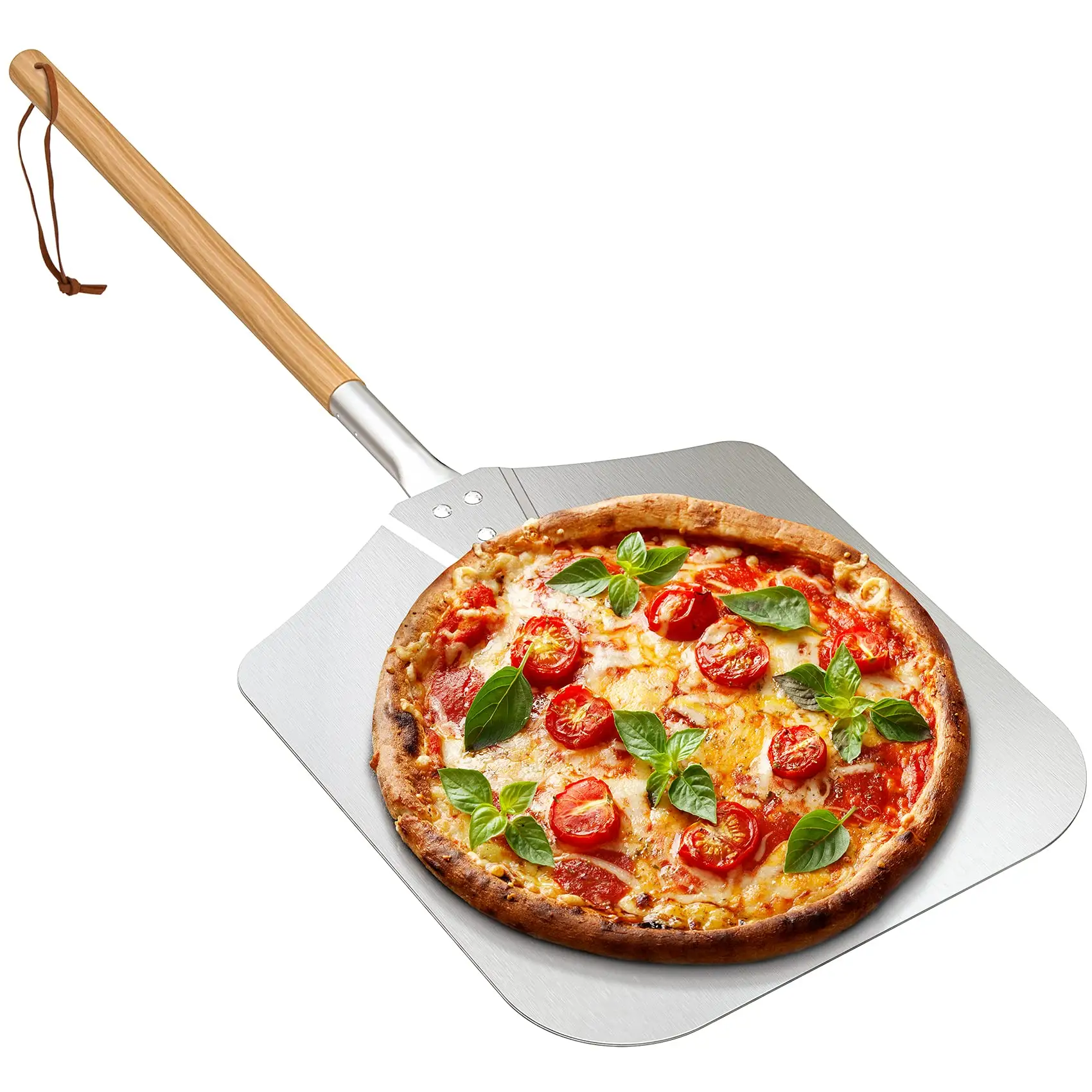 Fornitore professionale di utensili per spatola per Pizza Set di pelucchi per Pizza in alluminio con manico staccabile e regolabile