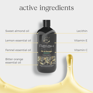 Aceite de Masaje Dorado de Marca Privada 250ml |   Aceite Corporal OEM ODM con Extractos de Almendras, Limón, Cítricos y Botánicos - Product Image 2