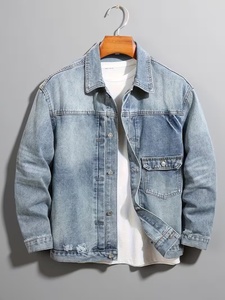 Customized Men's Distressed Denim Jacket Long Sleeve Button Fly Casual Style Regular Fit Washable Cotton Fabric Autumn Wear - Product Image 1