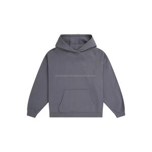 Nueva llegada al por mayor sudaderas con capucha de gran tamaño de las mujeres hombro caído manga larga serigrafía peso pesado forrado 3D bordado frontal - Product Image 5