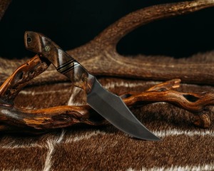 El mejor cuchillo de caza y pan recubierto de polvo negro hecho a mano con mango de madera, cuchillos de cocina, regalo para papá y hermano - Product Image 4