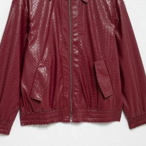 Veste en cuir à manches longues avec col style moto Manteau en cuir pour femmes Automne Nouvelle fermeture éclair Décoration pour femmes Imitation - Product Image 2