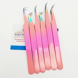 Pinzas para extensiones de pestañas de acero inoxidable de 45 grados de aislamiento Agarre fino con azulejo de pestañas en forma de corazón - Product Image 5