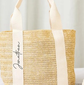 Sac fourre-tout personnalisé pour demoiselle d'honneur, cadeaux de Noël, sac en paille personnalisé, sac de mariée, cadeaux pour elle, sac de fête - Product Image 2