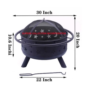 Cuenco de fuego de metal negro con soporte de tapas para Estilo de vida de lujo usado - Product Image 4