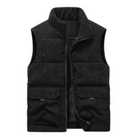 Chaqueta sin mangas para hombre, informal, para exteriores, con cuello alto, acolchada, cortavientos, con forro polar grueso, cálida para invierno, acanalada, transpirable
