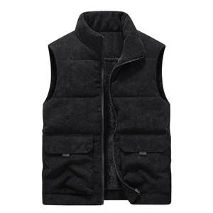 <b>Men</b> Outdoor Casual Stand Collar Padded <b>Vest</b> Coat Thick <b>Fleece</b> Lined Sleeveless Jacket Winter Warm Ribbed Quilted <b>Vest</b> - Product Image 2