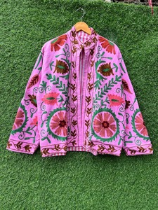 เสื้อแจ็กเก็ตกำมะหยี่ทำด้วยมือเสื้อโค้ทปักลายดอกไม้สไตล์ Boho suzani แจ็คเก็ตผ้าฝ้ายฤดูหนาว - Product Image 3
