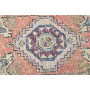 Petit tapis turc 1,6x2,9 pieds, tapis en laine rouge camouflage vintage - Product Image 5