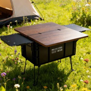 Cajas Plegables Ligeras para Almacenamiento y Transporte para Campamento, Picnic y Actividades al Aire Libre con Tapas <span class=keywords><strong>de</strong></span> Madera - Product Image 4