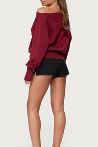 กางเกงขาสั้นลำลองเอวสูงสำหรับผู้หญิงกางเกงขาสั้นผ้าฝ้ายผสมโพลีเอสเตอร์เอวสูง - Product Image 4