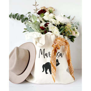 Personalized Black Cat Cotton Canvas Tote Bag with Open Closure Solid Color Pattern - Product Image 5