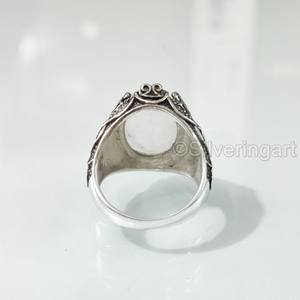 Bague en argent sterling 925 pour homme, pierre de lune arc-en-ciel naturelle bleue, pierre de naissance de juin, bijoux arabes, vente en gros - Product Image 6