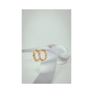 Boucles d'oreilles créoles tressées de haute qualité en gros, trois couleurs, trois tubes, 20 mm, plaqué or 18 carats, argent sterling 925 - Product Image 4