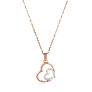 Diamond CZ Love Couple <b>Pendant</b> New Style Heart Combination <b>Necklace</b> <b>Name</b> Letter Stainless Silver Girlfriend <b>Necklace</b> - Product Image 3