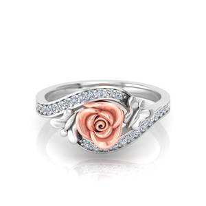 2024 élégant 14k or laboratoire Rose fleur anneau marron naturel diamant romantique fête de mariage cadeau bijoux femmes IGI certifié - Product Image 1