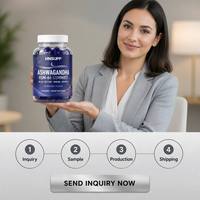 Gummies d'Ashwagandha KSM-66 à Marque Blanche OEM, Extrait Standardisé, Soutien Relaxant Anti-Stress, Saveur Myrtille, 60 Comprimés, Adulte
