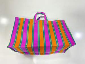 Sacs de courses en nylon recyclé et en PP tissés à rayures, tissés à la main, fabriqués en Inde, sacs écologiques, sacs de marché, sacs en gros - Product Image 5