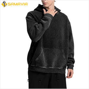 Sweat à capuche oversize élégant brodé avec fermeture éclair, délavé à l'acide, pour hommes et femmes, 100% coton, vêtements urbains avec pantalon de survêtement pour l'hiver - Product Image 3