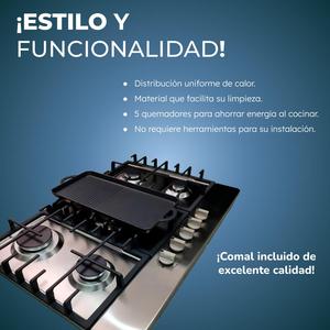 Cuisinière à gaz Shorbull 5 brûleurs en acier inoxydable avec plaque de cuisson, construction robuste, haute performance, vente en gros OEM, approvisionnement en vrac - Product Image 5