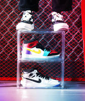 Boîte à chaussures en acrylique transparente, personnalisable, empilable, magnétique, organiseur de rangement pour baskets, boîte de présentation