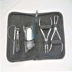 Kit d'outils d'extension de cheveux attachés à la main finition polie argentée ensemble d'accessoires d'outils d'extension de cheveux en gros en acier inoxydable - Product Image 5