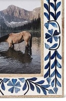 Bingkai Foto Kayu Ringan Modis Cetak Sablon Sutra Inlay Tulang Berwarna Kustom Artistik India Buatan Tangan