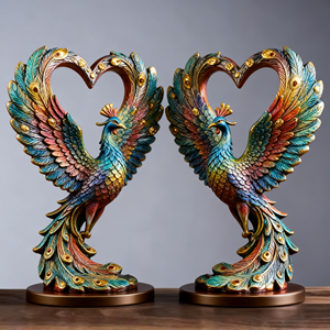 Ornement de maison européen, décoration de bureau, artisanat en résine, figurine personnalisée d'aigle, de cerf, de dragon chinois, de paon pour la décoration de la maison - Product Image 2