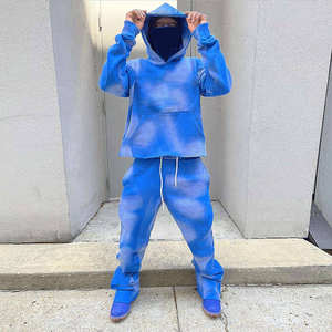 Conjunto de Sudadera con Capucha y Pantalones Deportivos Lavados al Ácido Personalizados, Traje Deportivo Extra Grande de Alta Calidad de Poliéster/Algodón, Trajes Deportivos Unisex de Gran Peso - Product Image 1