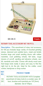 Kit de 100 Accesorios para Herramienta Rotatoria, Estuche de Madera, Herramientas para Joyería, Herramientas para Fabricación de Joyas, Herramientas de Orfebrería |   N.° de artículo GS-26C - Product Image 2