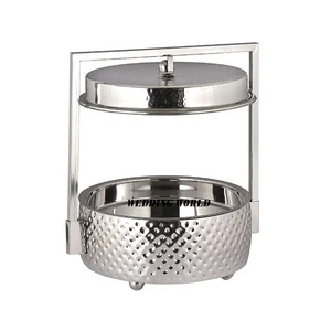 Plat de service rond en acier inoxydable de luxe fait main pour hôtels, chauffe-plats professionnel en gros - Product Image 5