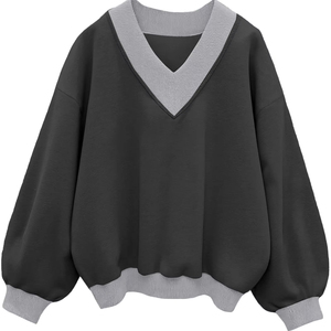 Cozy V Neck Oversized Sweatshirt <b>Women</b> Casual Long Sleeve Soft Cotton Pullover Loose Fit Daily Wear <b>warm</b> <b>top</b> autumn winter - Product Image 1