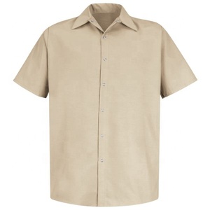 Uniforme de trabajo de buena calidad para hombres, camisa de manga corta de dos bolsillos con logotipo personalizado, venta al por mayor - Product Image 3