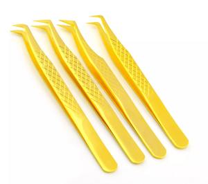 Pinzas de extensión de pestañas doradas, calidad profesional, removedor de espinillas, pinzas de puntos finos afilados, mejor agarre, ventilador de recolección, aislamiento - Product Image 4
