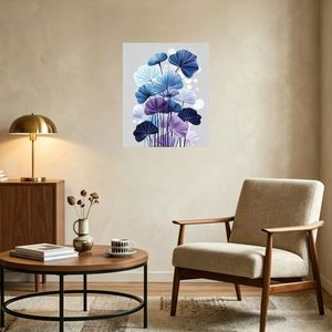 Modern Blue Purple Gradient Foliage <b>Canvas</b> Print Wall Art No <b>Frame</b> Rectangle Medium Size Home Decoration Plant Design - Product Image 2