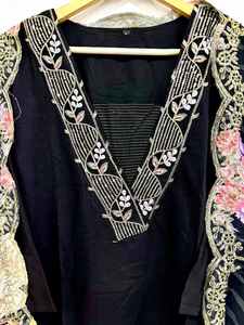 TRENDING GEORGETTE EMBROIDERY LACKNOWI WORK GOWN WITH DUPATTA <b>WHITE</b> - Product Image 2