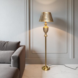 Decorative Antique Metal Carving <b>Floor</b> <b>Lamp</b> Classic Vintage Standing <b>Light</b> for Bedroom and Lobby - Product Image 2